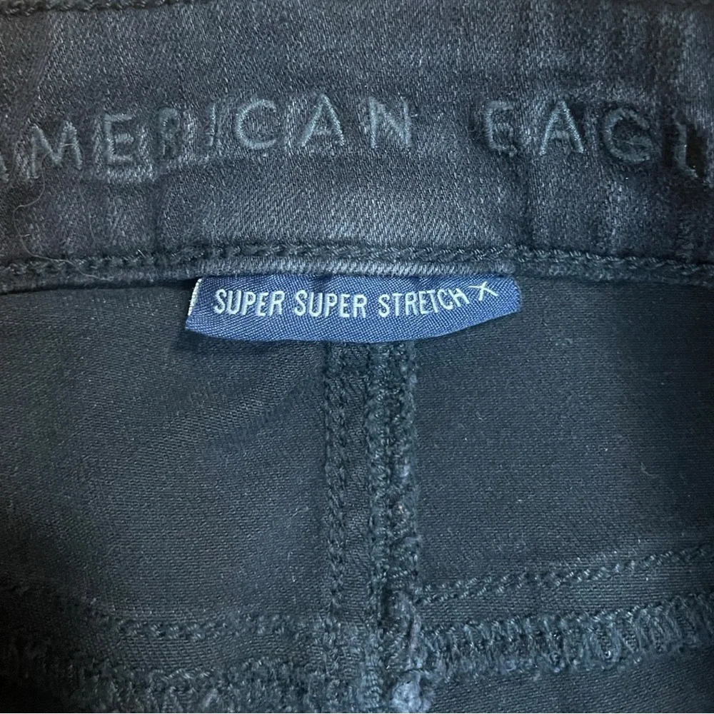 American Eagle Black Denim Floral Lace Shorts - Picture 6 of 7